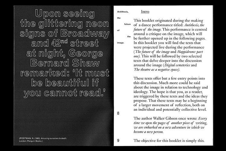 Antithesis, the future of the image, visuals for performance / publication, 2015