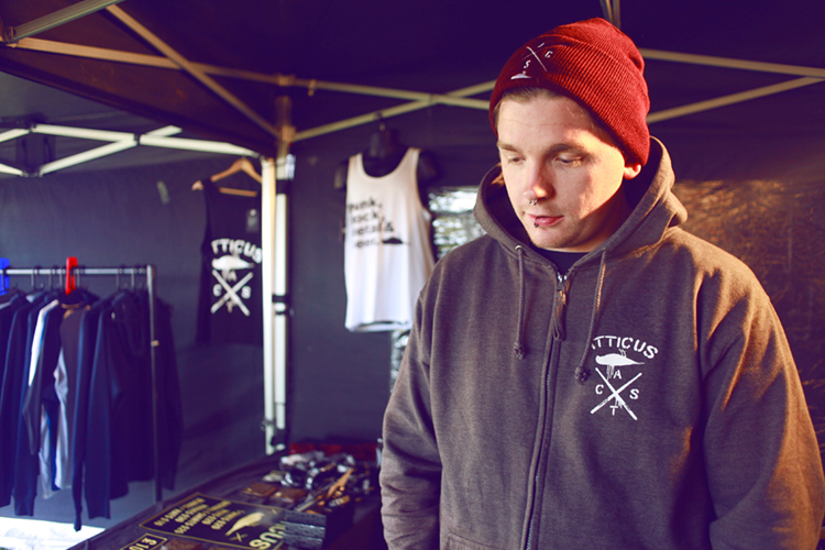 Atticus Clothing | People of Print feature at hevy 2014 - Cool dude in a red atticus beanie