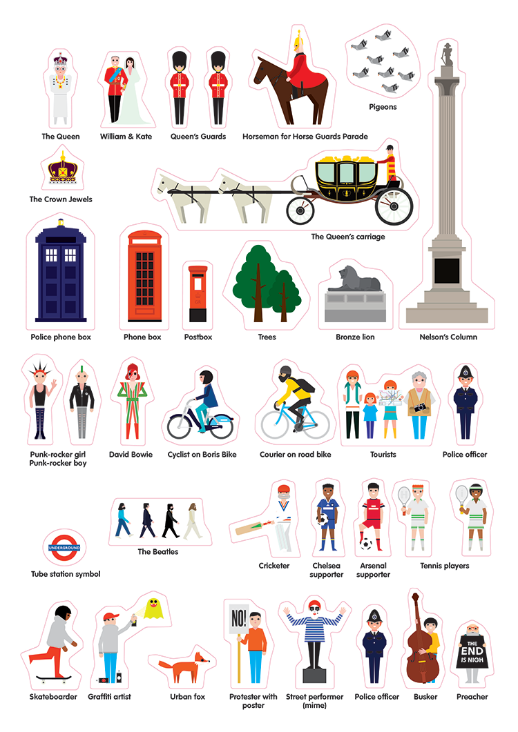Stickyscapes London | Example character Stickers