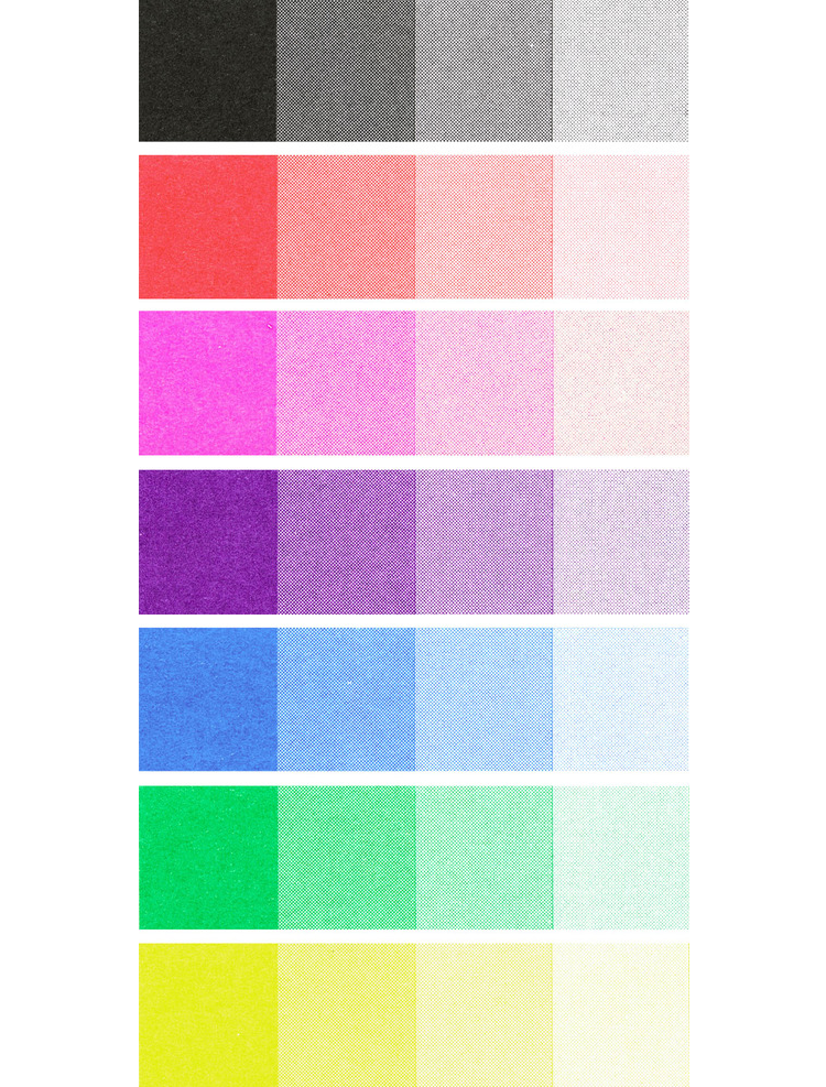 Workhorse Press colour swatches risograph